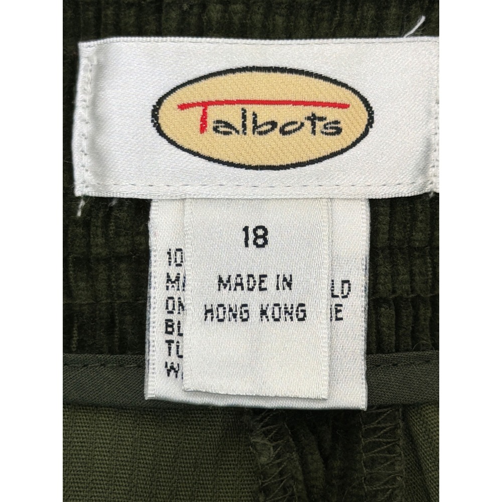 Talbots Olive Green Corduroy Gaucho Pants Wide Leg Cropped Utility Pockets 18 - Picture 4 of 9